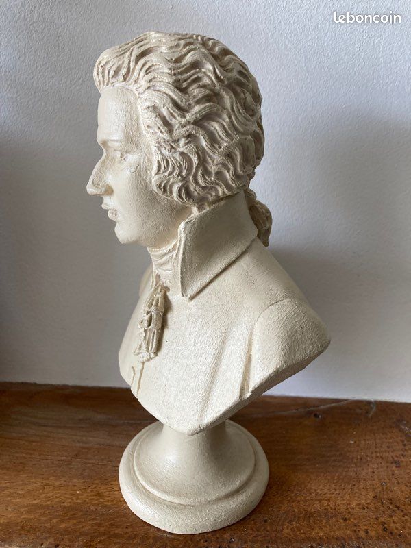 Buste Statue Ancien De Mozart En Plâtre - Décoration Vintage - Occasion