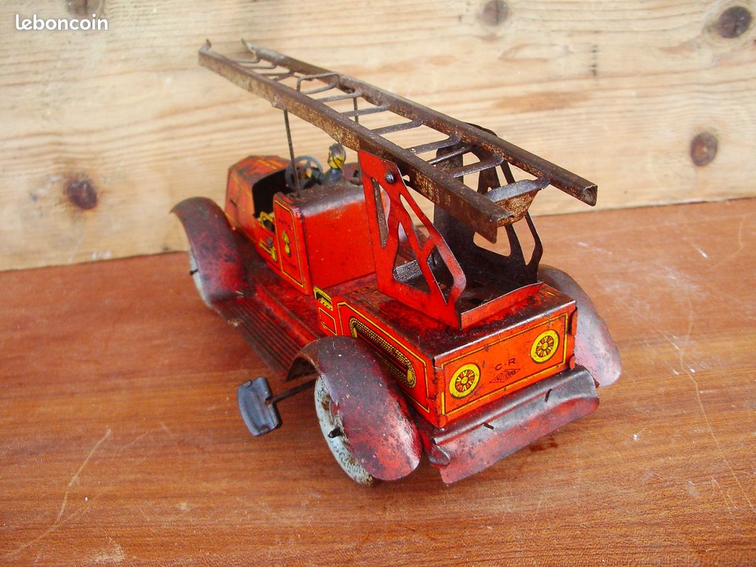 Camion De Pompier Ancien Charles Rossignol – échelle – Jouet Tôle – Années 1950 – Rare