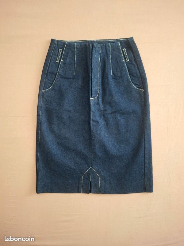 Jupe crayon vintage en jean Taille haute (image 1)