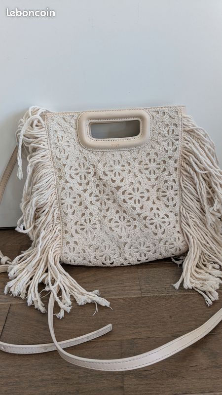 Sac M crochet et cuir lisse Accessoires Bagagerie