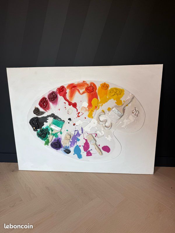 Tableau palette de peintre - Toile décorative en relief - 120x90cm (image 1)