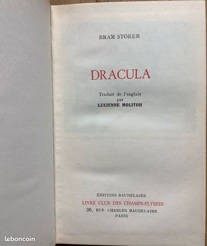 Bram Stoker. Dracula. Traduit de l’anglais par Lucienne Molitor (image 2)