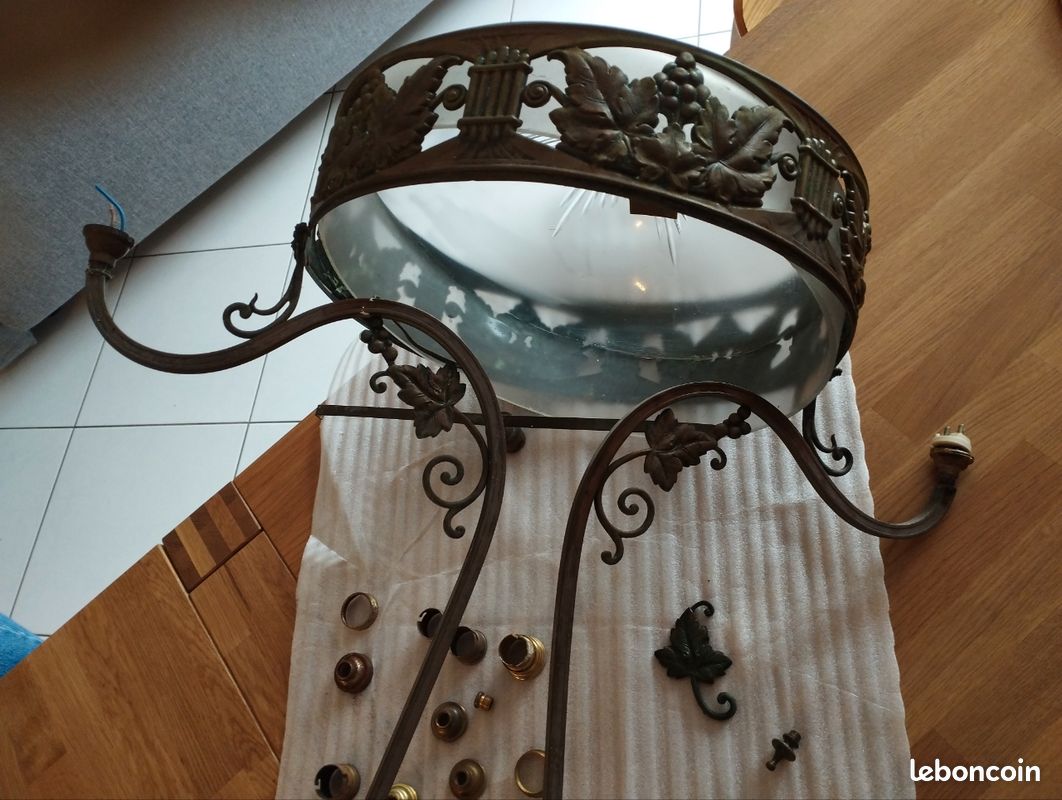 Ancien lustre laiton art deco (image 4)