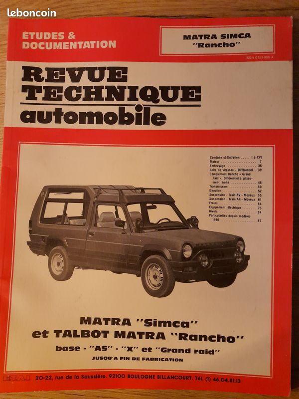 Revue technique matra simca rancho (image 1)