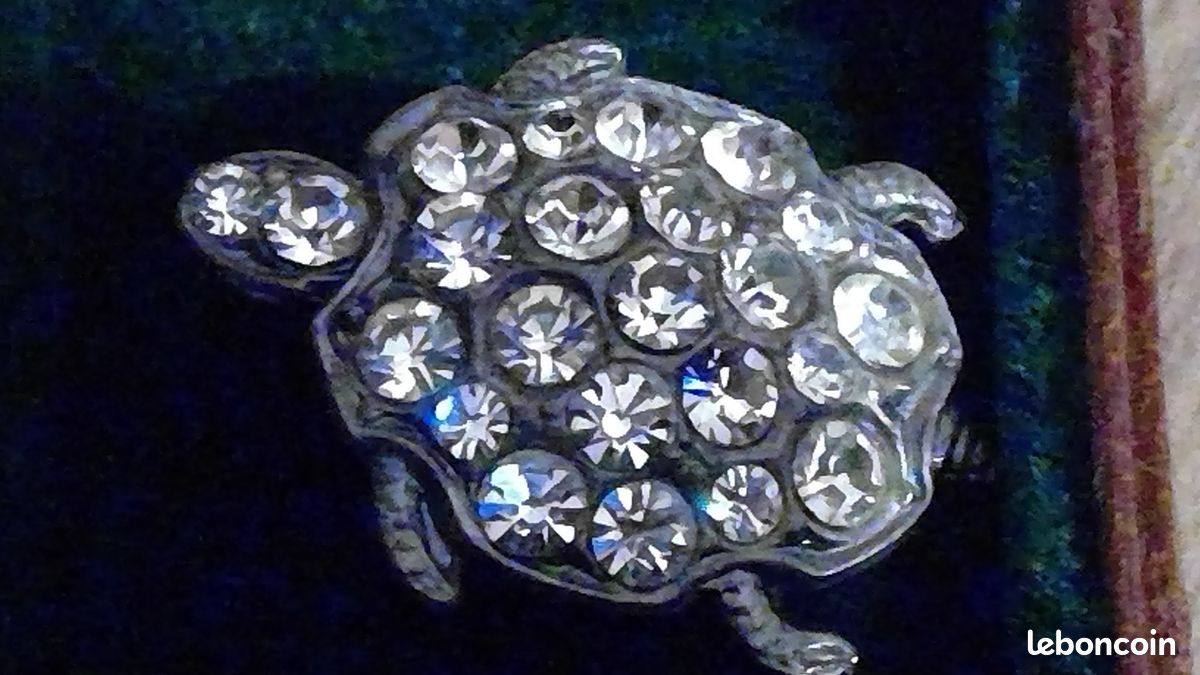 Broche Ancienne En Forme De Tortue Avec Pierre - Bijou Vintage Occasion