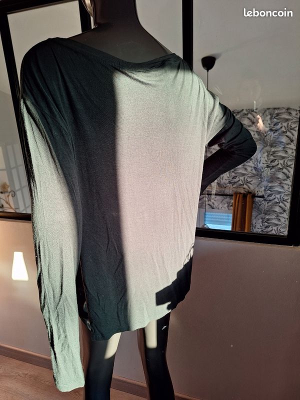 Blouse manches longues verte 40 (image 3)