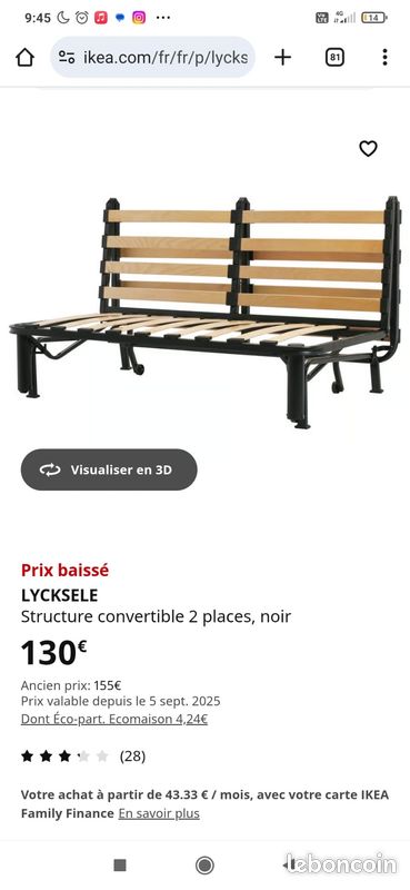 Structure canapé convertible LYCKSELE IKEA (image 3)