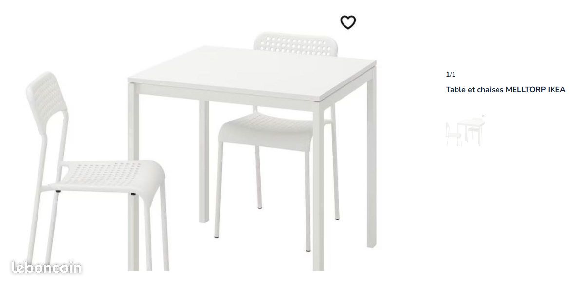 Table Melltorp + 2 chaises (image 2)
