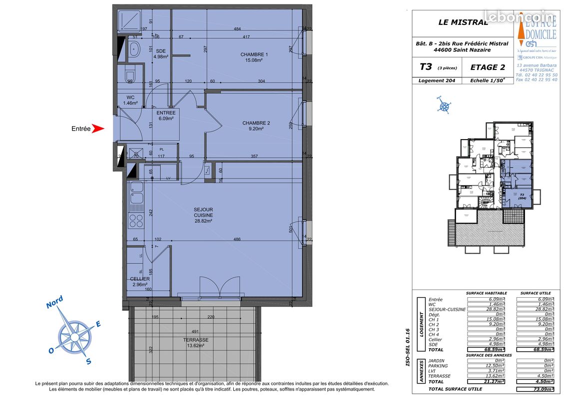 Appartement a louer saint-nazaire - 3 pièce(s) - 69 m2 - Surfyn