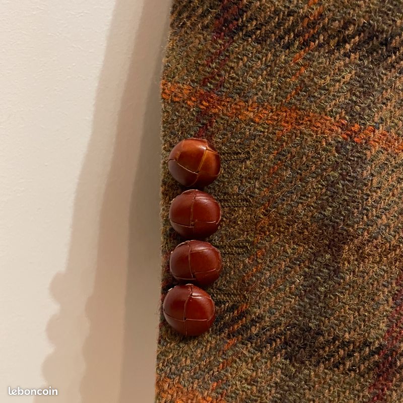 Sublime Veste en Harris Tweed vintage à carreaux Tartan - Pure laine tissée main - Taille 50 (image 4)