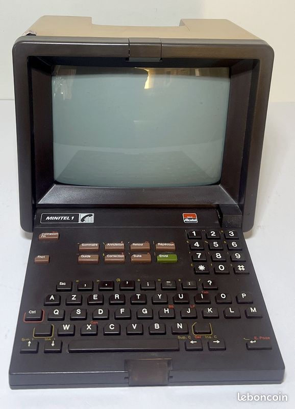 Minitel 1B Telic Alcatel 1ère génération en état de marche - boitier cassé sur un angle (image 1)