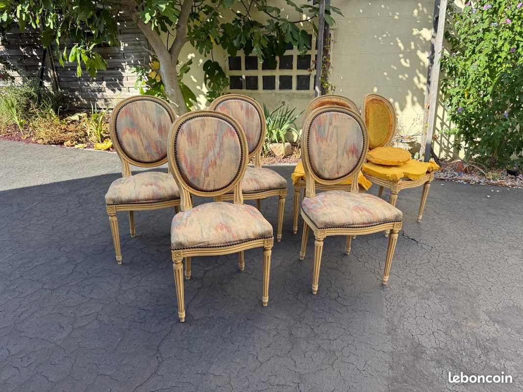 Lot de 6 chaises médaillon style Louis XVI à restaurer (image 5)