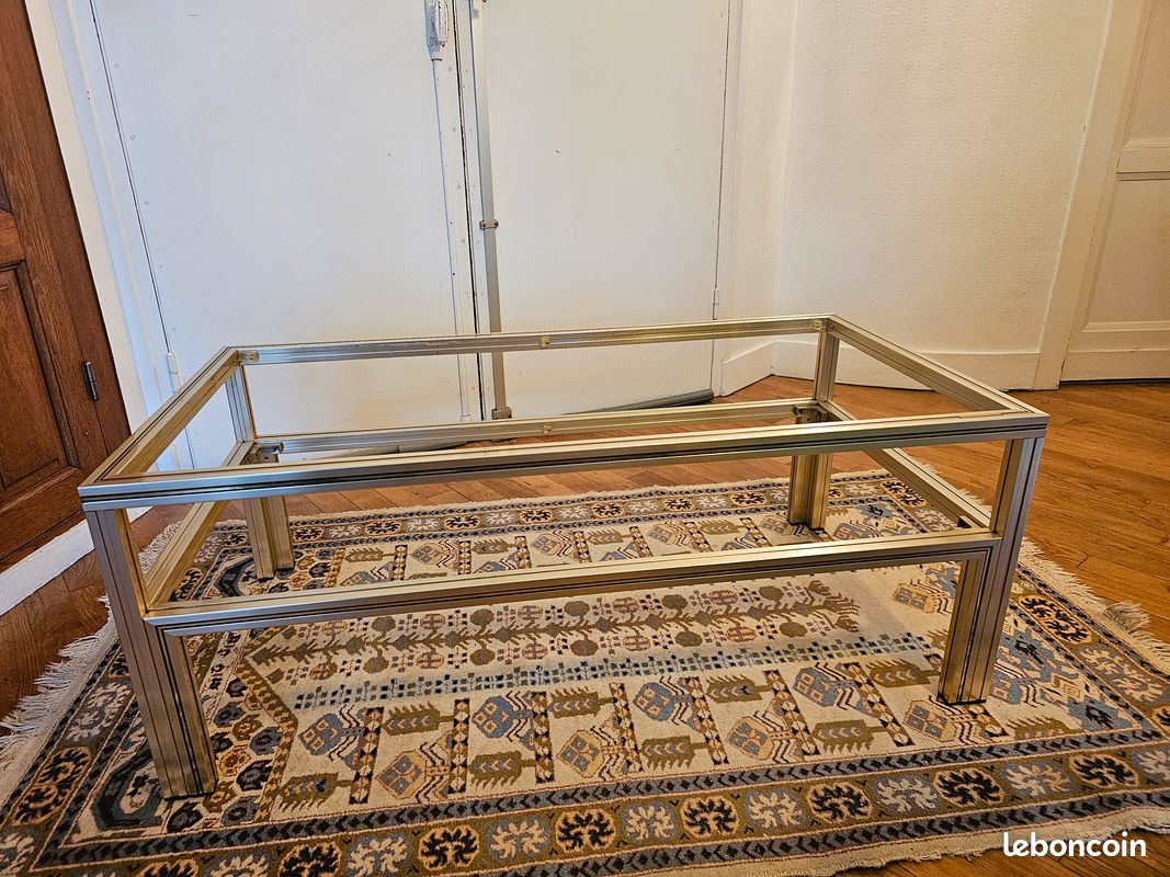 Table basse laiton et verre designe pierre vandel (image 2)