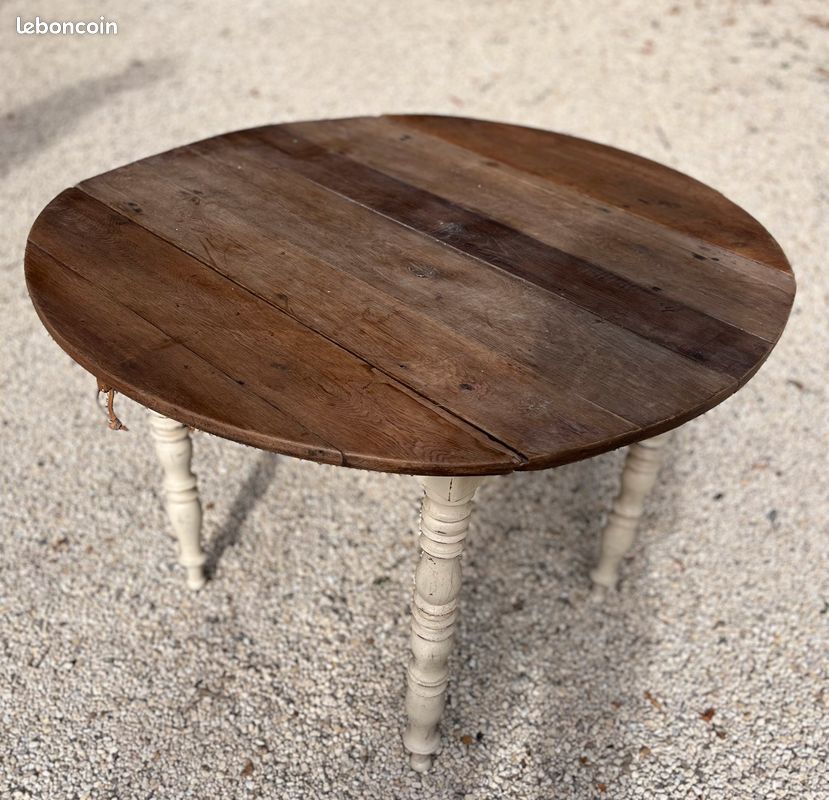 Table ovale ancienne bois à abattants (image 1)