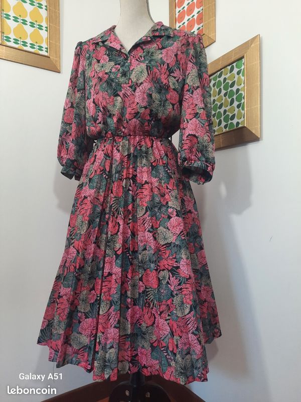 Robe Vintage Orange Taille 42 - Coupe évasée, Longueur Genou - Occasion Très Bon état