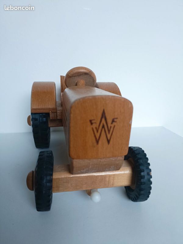 Tracteur Miniature En Bois D'acajou - Échelle 1/34 - Années 1950-1960 - Objet Rare De Collection
