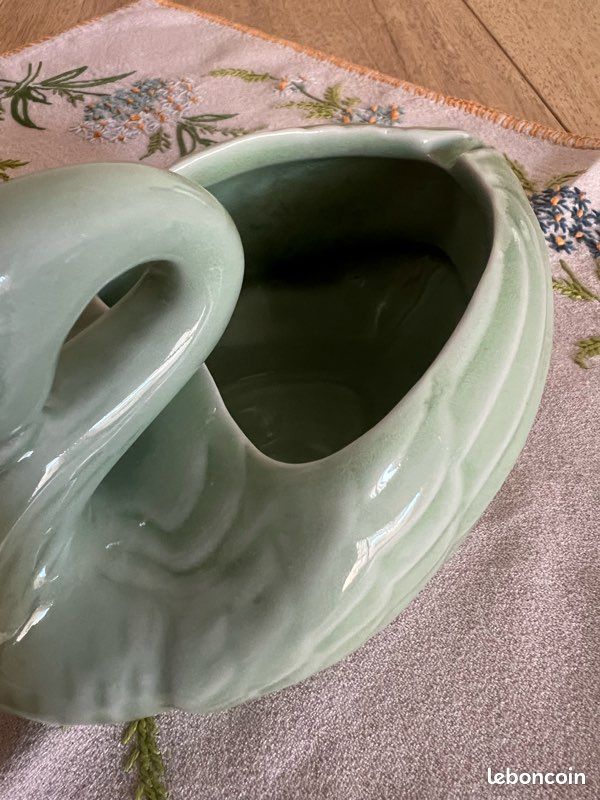 Cygne en céramique vert pastel vintage (image 13)