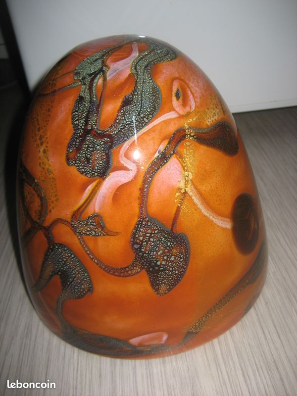 Rare demi globe XXL porcelaine vernie vintage (image 7)