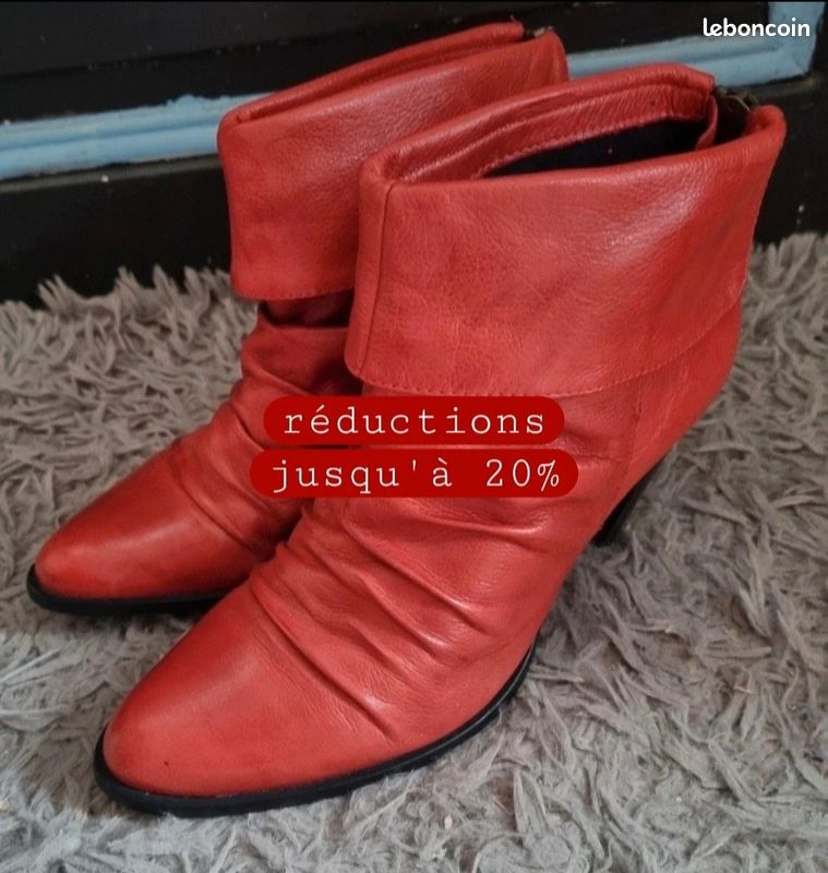 Bottines San Marina Marron Cuir Pointure 37 - Talon Cône - Occasion