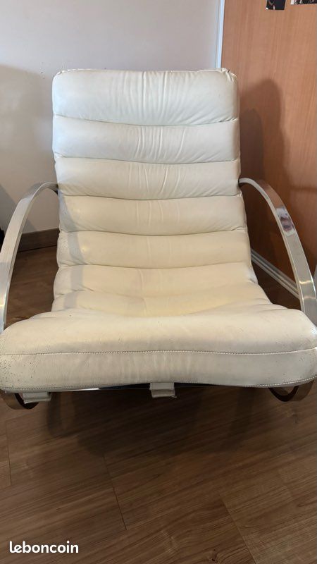 Fauteuil cuir blanc (image 5)