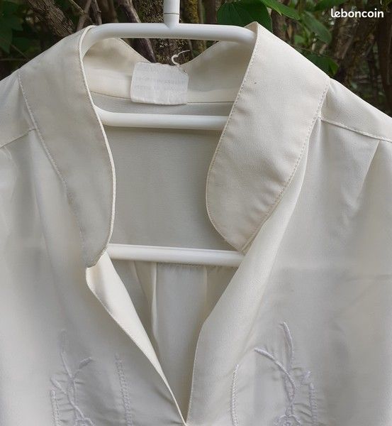 Chemisier Vintage Balioz - Coton Brodé Ajouré - Taille 42 (FR) - État Neuf