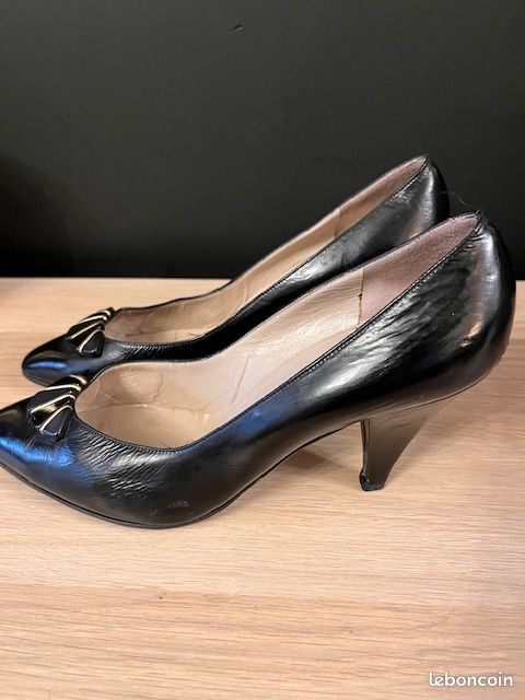 Escarpins à Talons Bruno Magli Cuir Marron Fabriqués En Italie - Taille US 8, Occasion, Talon Moyen Bloc
