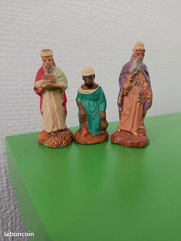 Lot De 4 Santons Rois Mages DEVINEAU – Plâtré Patrick, Ancien, Vintage (Occasion, Crèche Noël)
