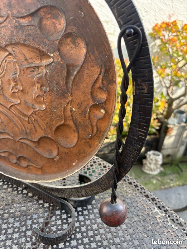 Beau grand gong ancien cuivre fer pays basque vintage bon état - Décoration