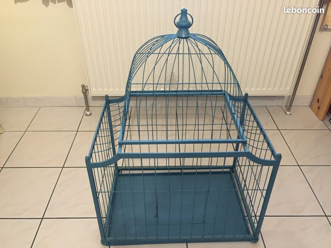 Cage à oiseaux de décoration coloris bleu grande taille (image 3)
