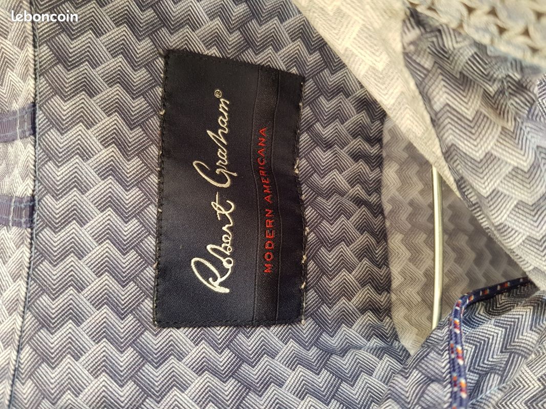 Chemise Homme Robert Graham Hot Shot Taille L - Manches Longues, Motifs Géométriques, Neuve Avec étiquettes