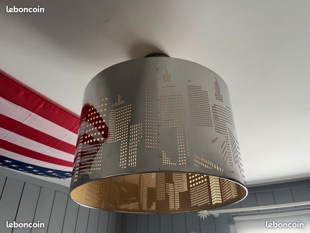 Lustre abat-jour lampe Design miroir argent NEW YORK (KG44) (image 2)