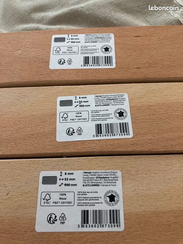 4 Lattes de sommier hêtre 900 x 53 mm ép.8 mm (image 2)