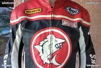 Blouson moto cuir SHARK noir rouge XL-XXL Excellent état (image 1)