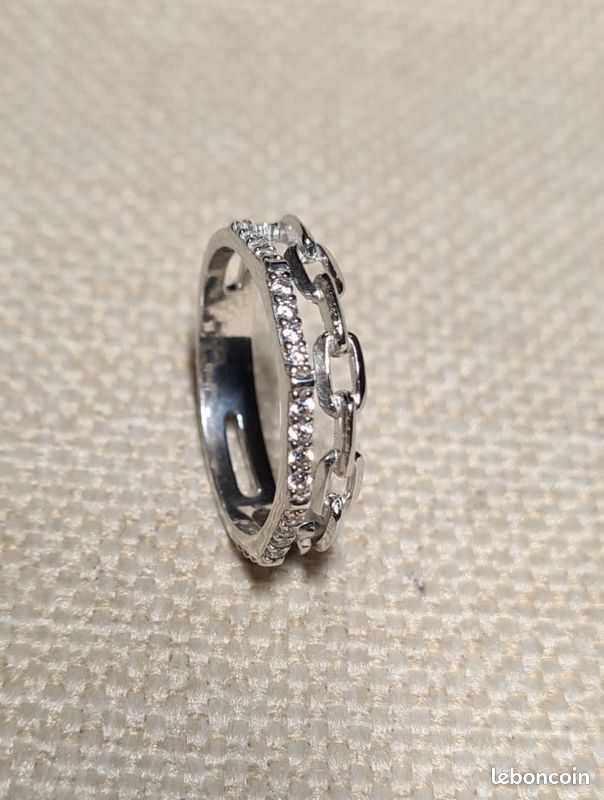 Bague En Argent Massif Avec Zirconium - Taille 52, Occasion, Style Ring Argent Et Zirconium