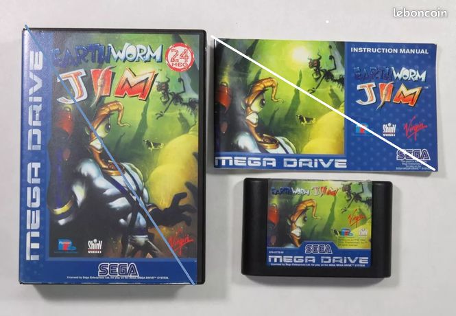 VINTAGE BON ETAT JEU MEGADRIVE EARTH WORM JIM en boîte sans