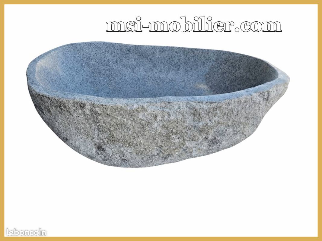 ❤️ Vasque à poser en pierre naturelle de rivière au design brut pour salle de bain moderne et naturelle (image 3)
