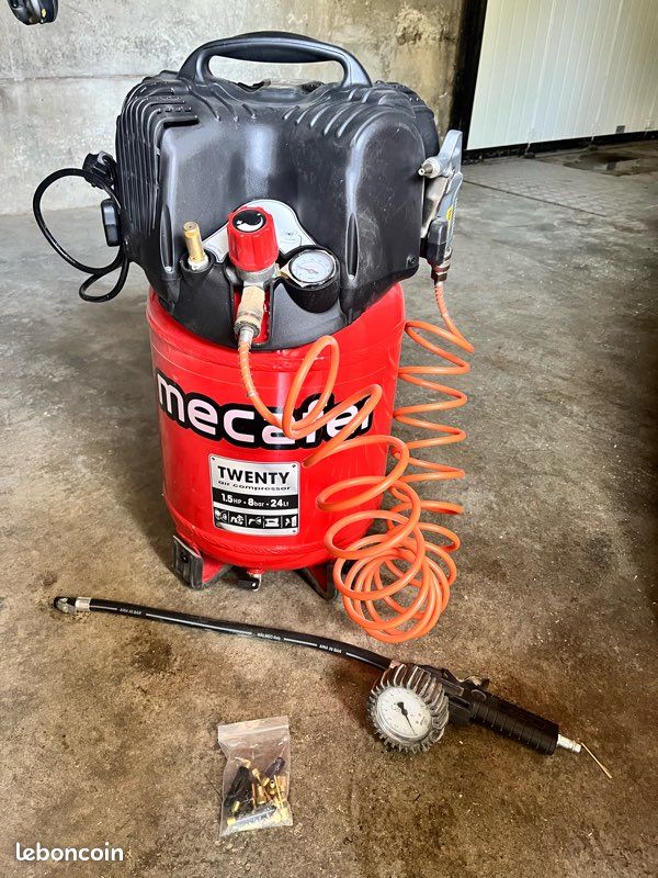 Compresseur d’air Mecafer Twenty 24 L – 8 bars – avec accessoires (image 1)