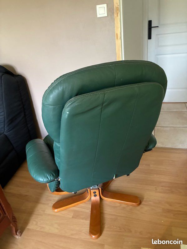 Fauteuil accoudoir en cuir vert (image 5)