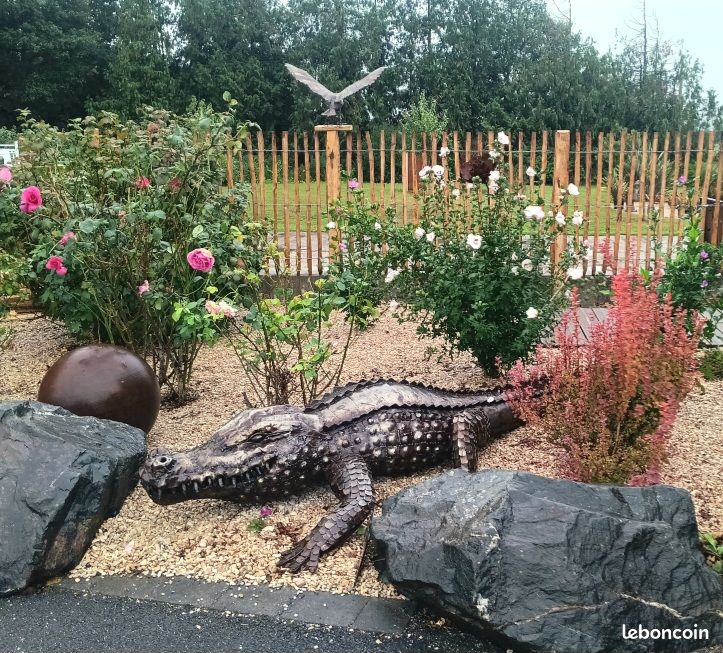 Crocodile en métal recyclé/décoration de jardin (image 1)