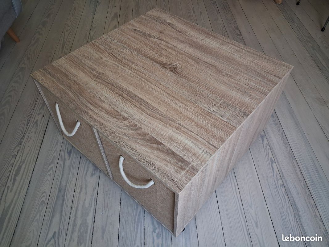 Table basse à roulettes avec 4 paniers de rangement (image 1)