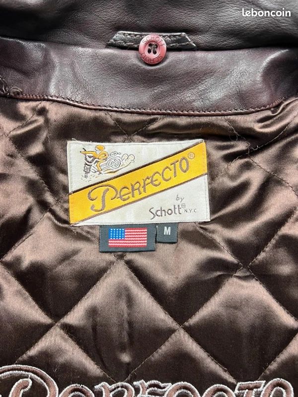 Blouson moto / Perfecto Schott récent cuir d'agneau marron foncé - M femme (image 8)