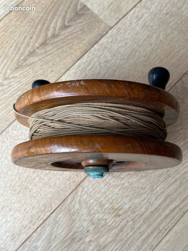 Moulinet De Pêche Vintage Type Scarborough - Laiton Et Noyer - Pour Pêche En Mer