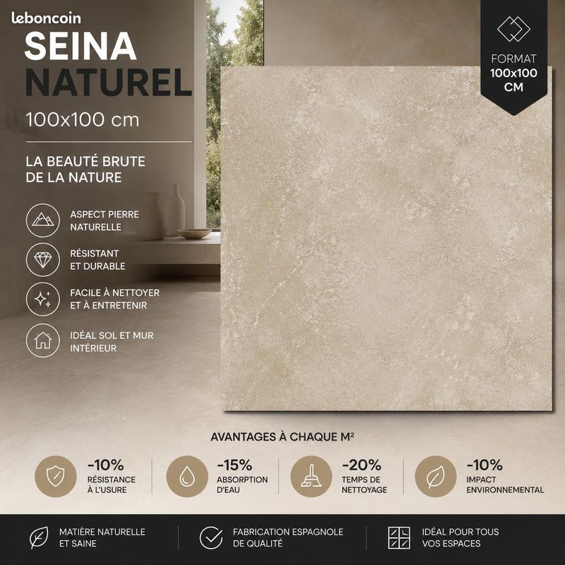 Carrelage 100x100 grand format rectifié (image 4)