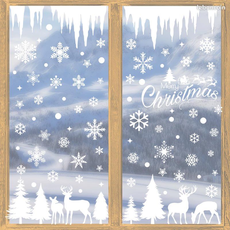 8 Pièces Noel Decoration Autocollant Noel Fenetre Noël Stickers Pour Portes, Vitrines, Verre