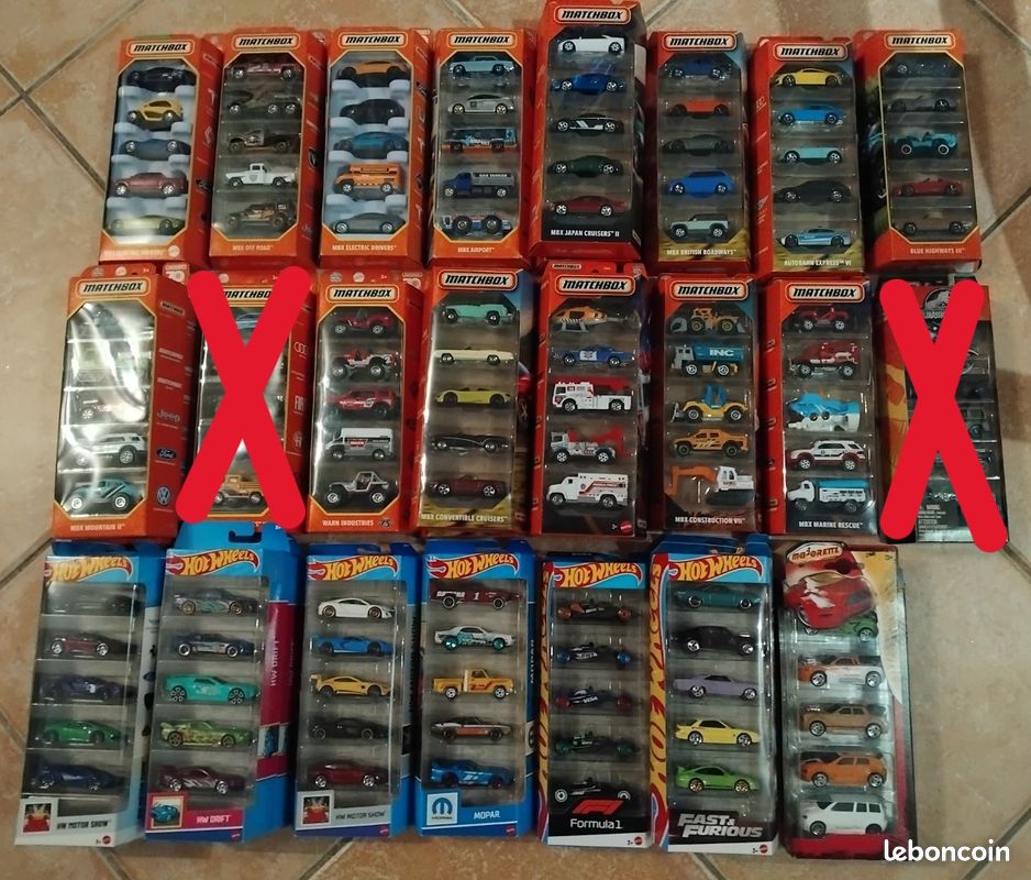 Lot D'environ 70 Petites Voitures – Majorette, Matchbox, Hot Wheels – Occasion