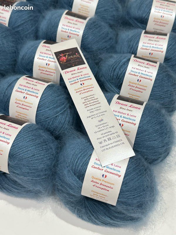 Laine et kid mohair Douce Lana bleu jean 16 pelotes de 50g 145m (image 13)