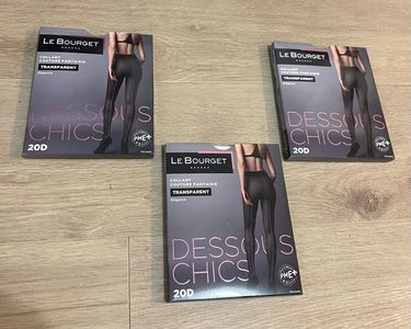 Lot De 2 Collants Aisance Noir Bourget 20D Taille 2 - Polyamide Confort, Neuf Avec Étiquettes