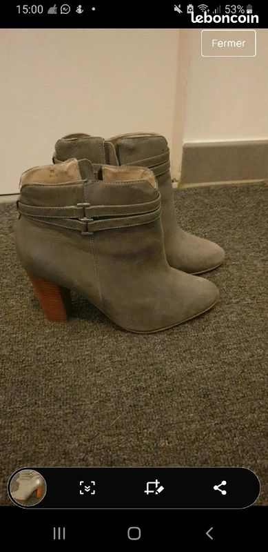 Jolies bottines cuir gris taille 39 (image 2)