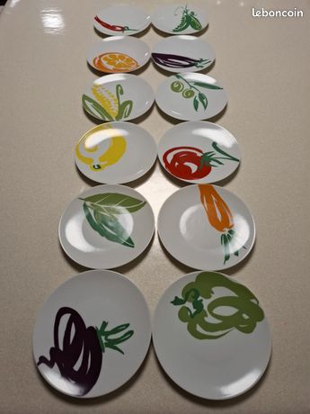 Lot de 6 assiettes en porcelaine de Limoges Philippe deshoulières – Brocante La Vitrine