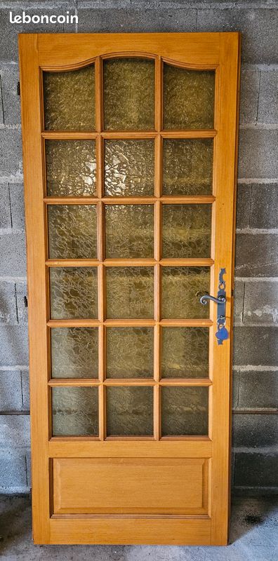 Porte intérieure petits carreaux jaunes dépolis (image 1)